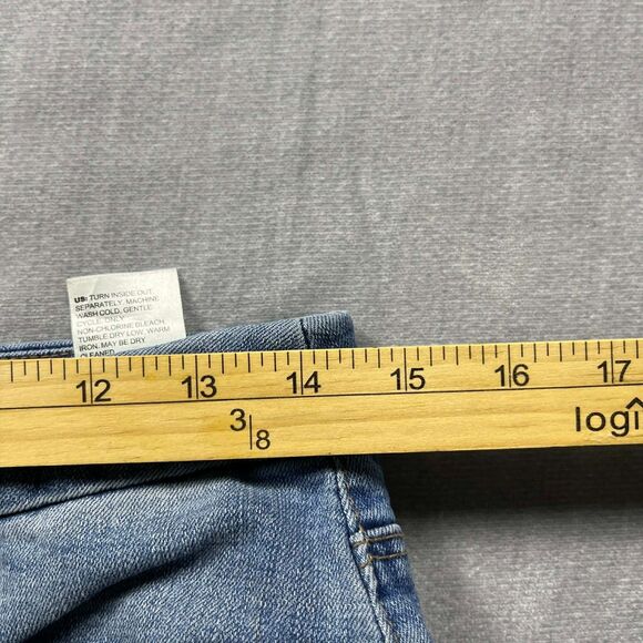 Chico’s Jeans Women 2 So Slimming Girlfriend Crop Blue Stretch Denim Side Trim - Picture 5 of 8